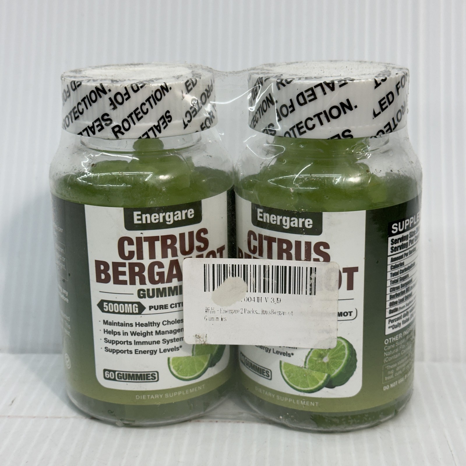 2 pack Citrus Bergamot Gummies 5000MG Cholesterol Support Immune Boost Vegan