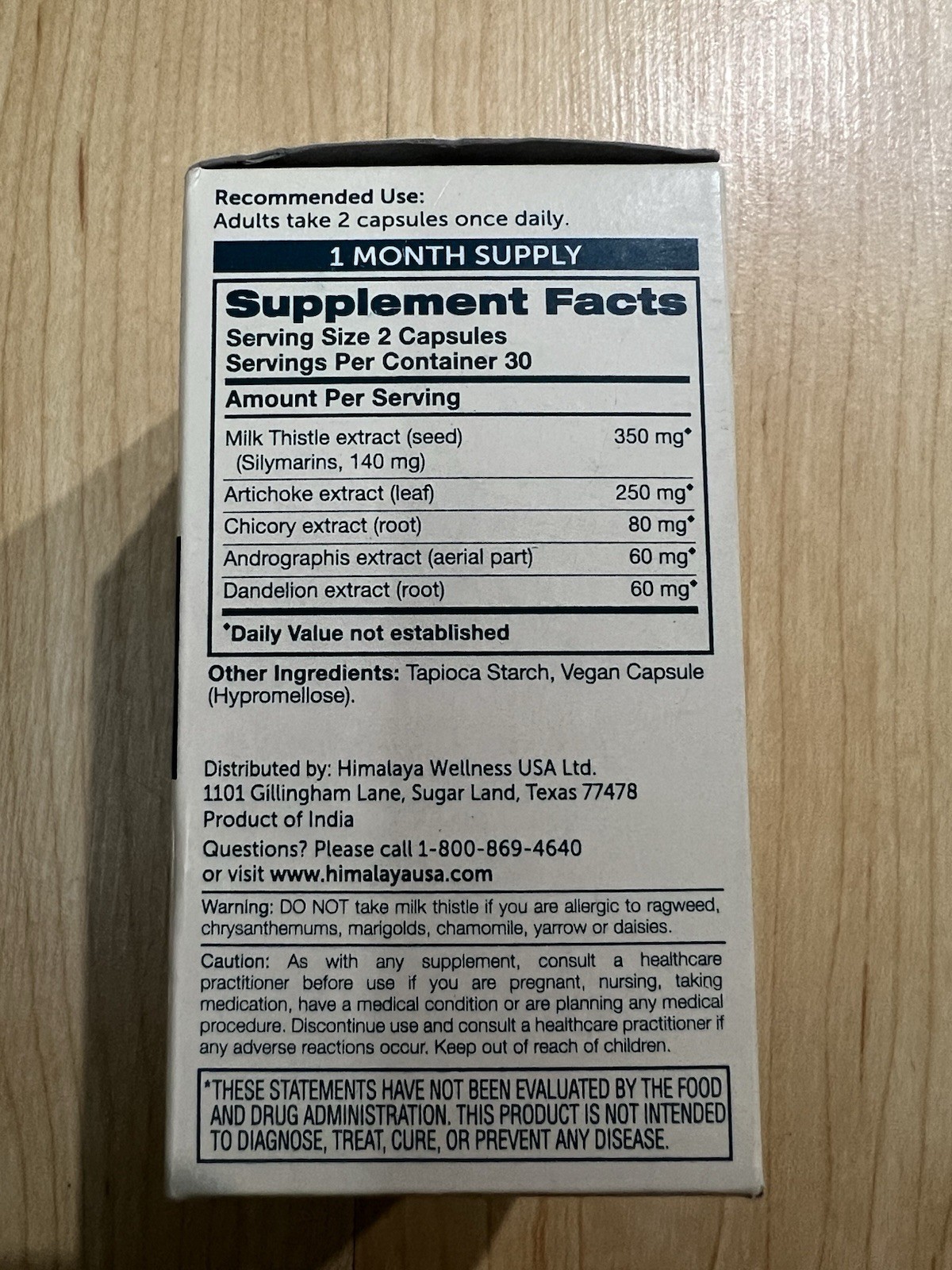 Himalaya Milk Thistle Liver Support 60 Capsules Vegan Gluten-Free
