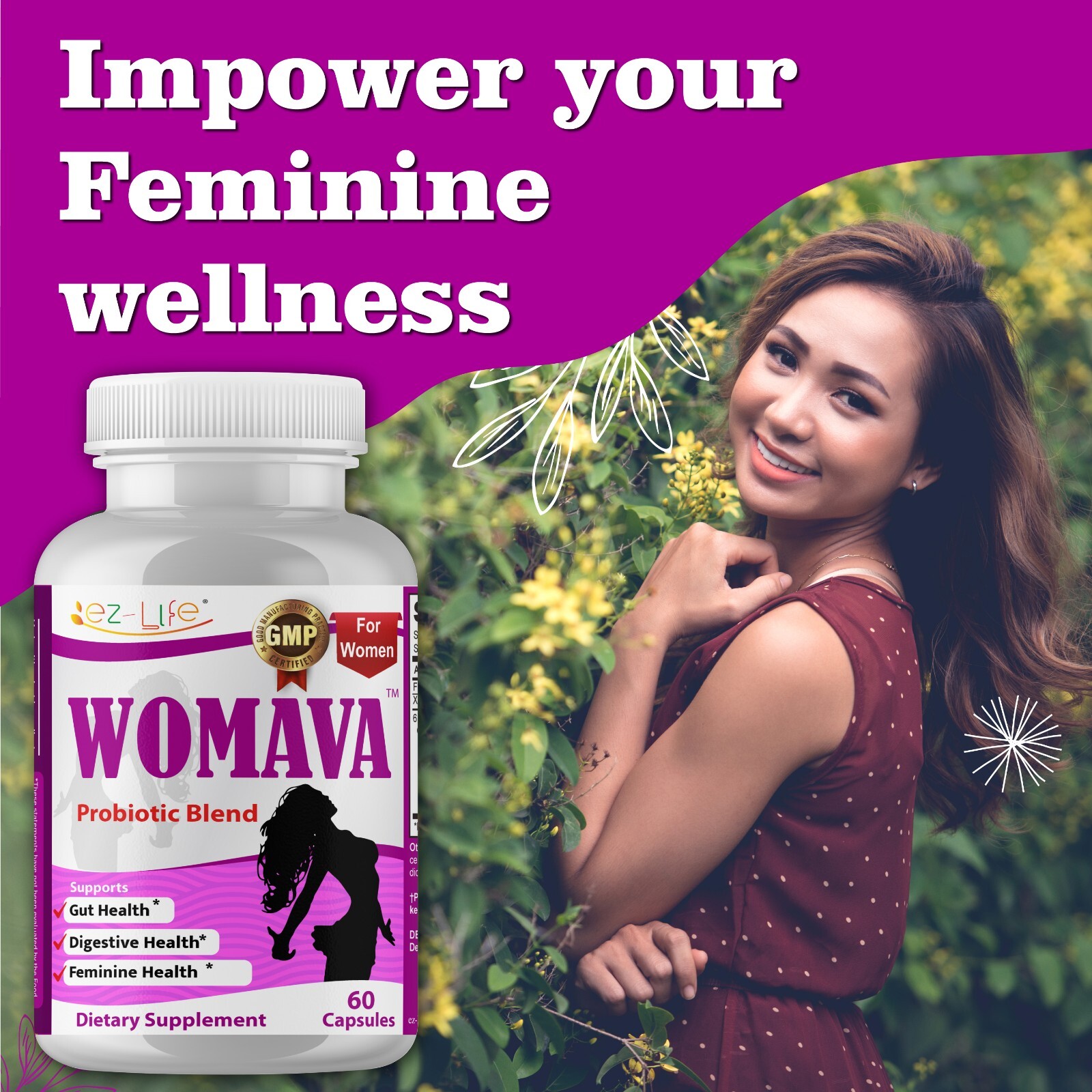 Vaginal Probiotics for Women pH Balance for Digestive Health, Immune 60 Caps