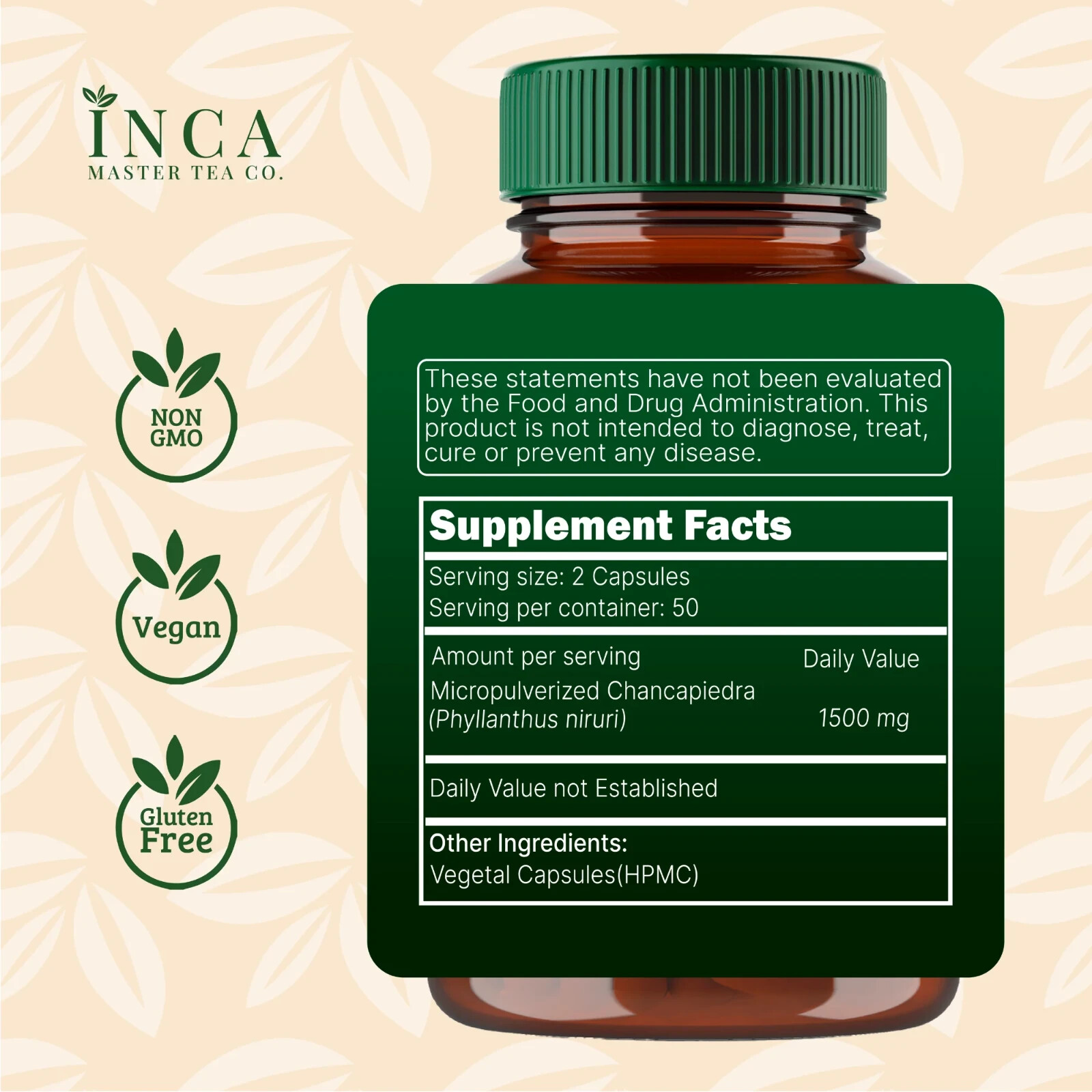 INCA Master Tea Co. Kidney Stone Breaker 100 Capsules EXP 04/2026