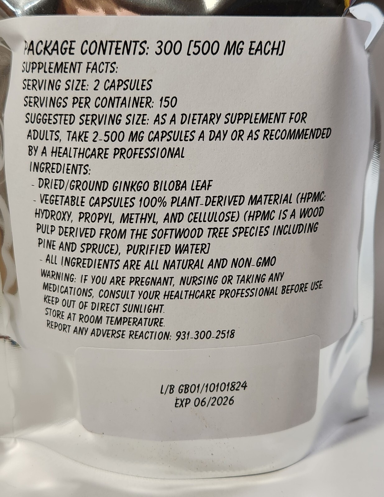 Ginkgo Biloba Powder Capsules