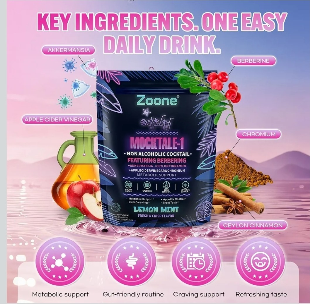 Zoone Lemon Mint Powder 30 Packets Zero Alcohol No Added Sugar Exp 04/2028