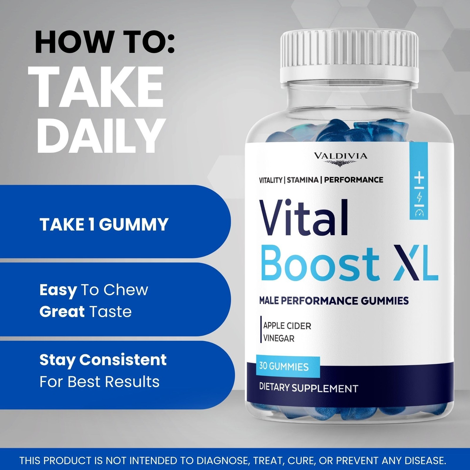 VitalBoost XL Men Daily Wellness Gummies Energy Vitality 2 Pack 60Gt