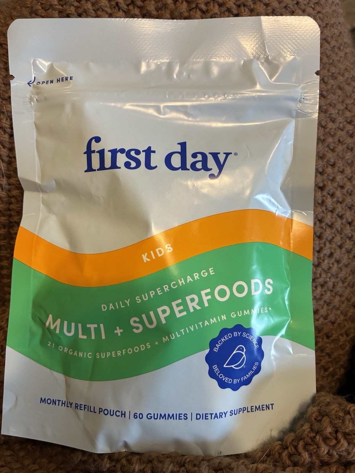First Day Kids Multivitamin Gummies Vegan Gluten-Free 60 Count Raspberry