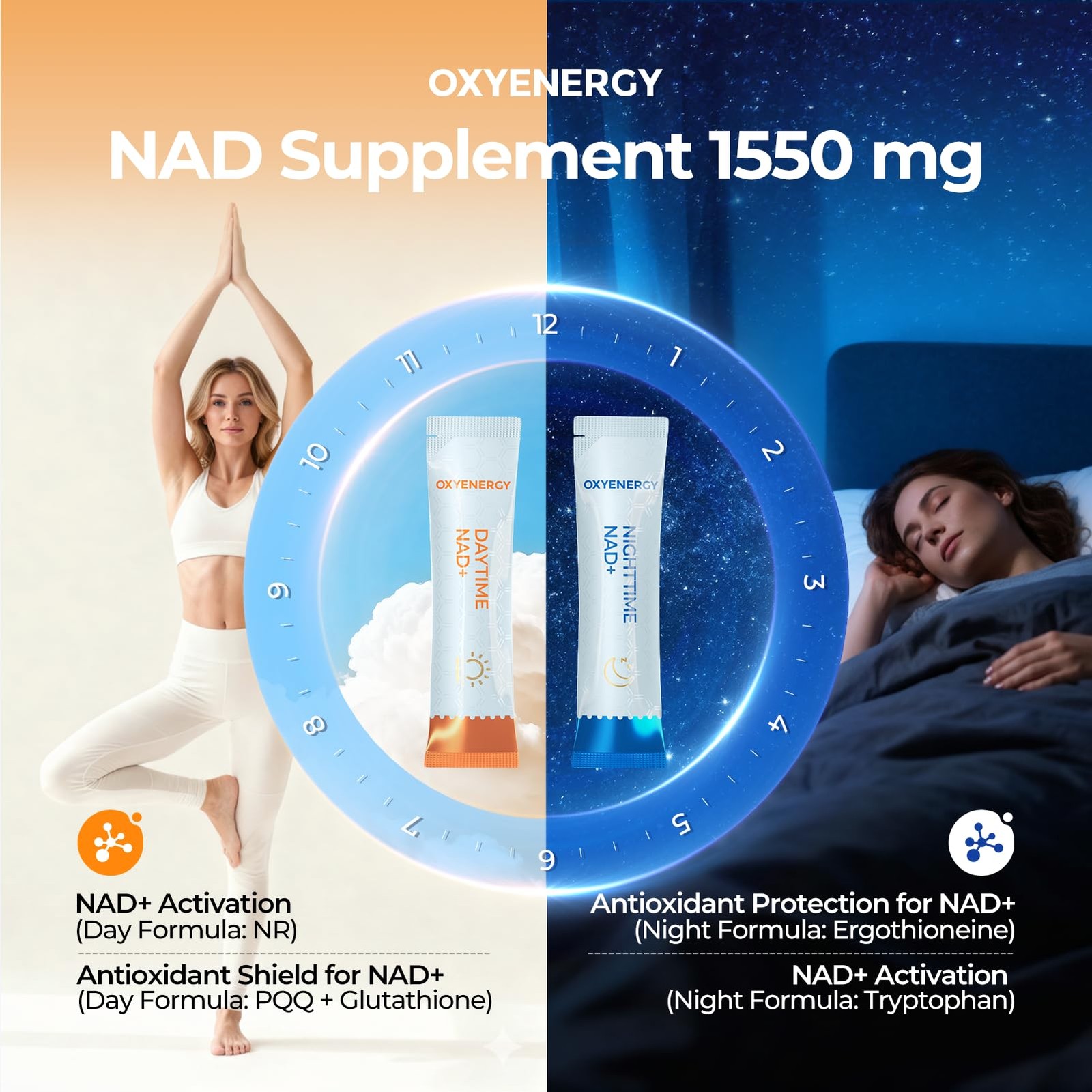 OxyEnergy NAD Supplement 1550 mg-Daytime 7 Ounce (Pack of 1), Orange & Berry