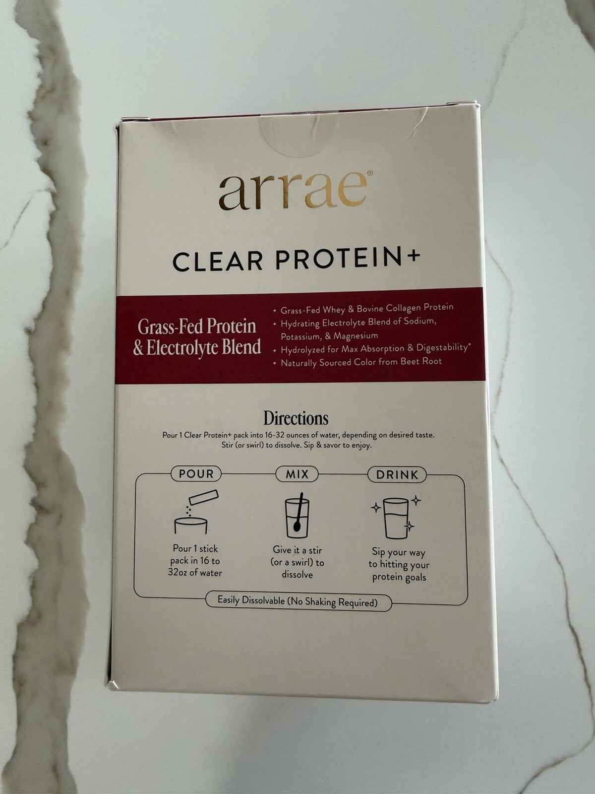 Arrae Clear Protein Plus 15g Grass-Fed Raspberry Yuzu, 14-Pack, Zero Sugar
