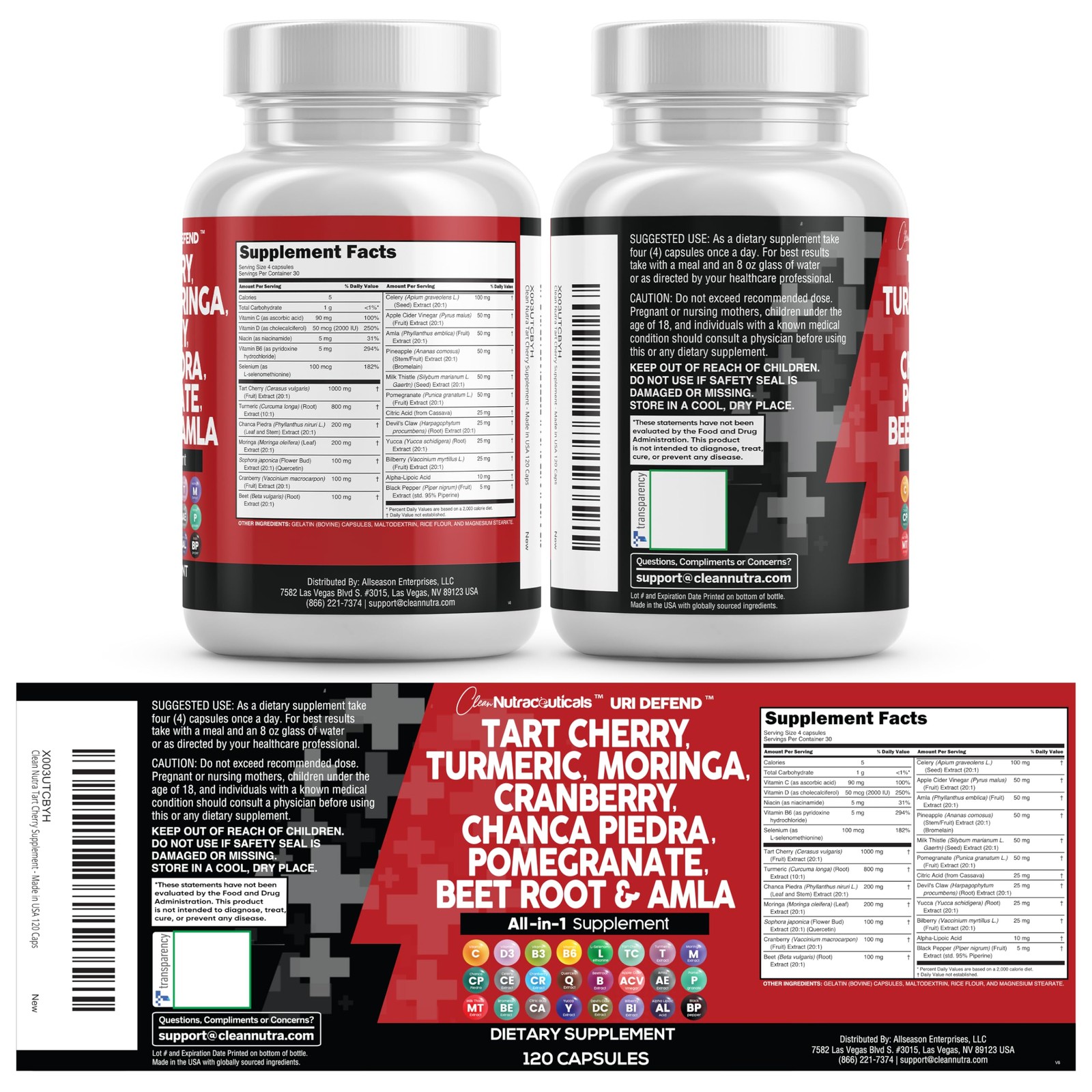 Clean Nutraceuticals Tart Cherry Extract 120 Count (Pack of 1), Natural