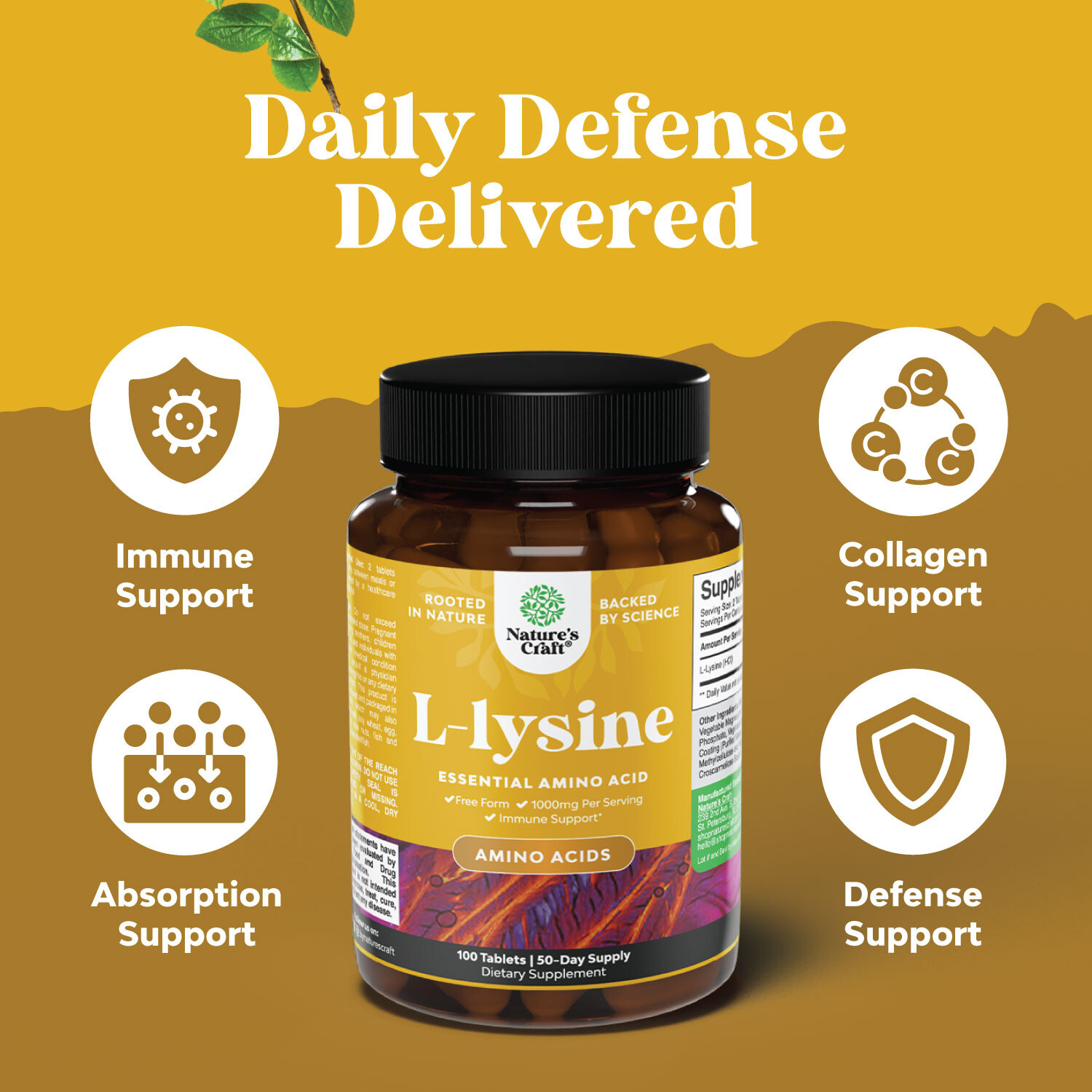 L Lysine 1000mg per serving Nutritional Supplements – Amino Acids for Eye Health