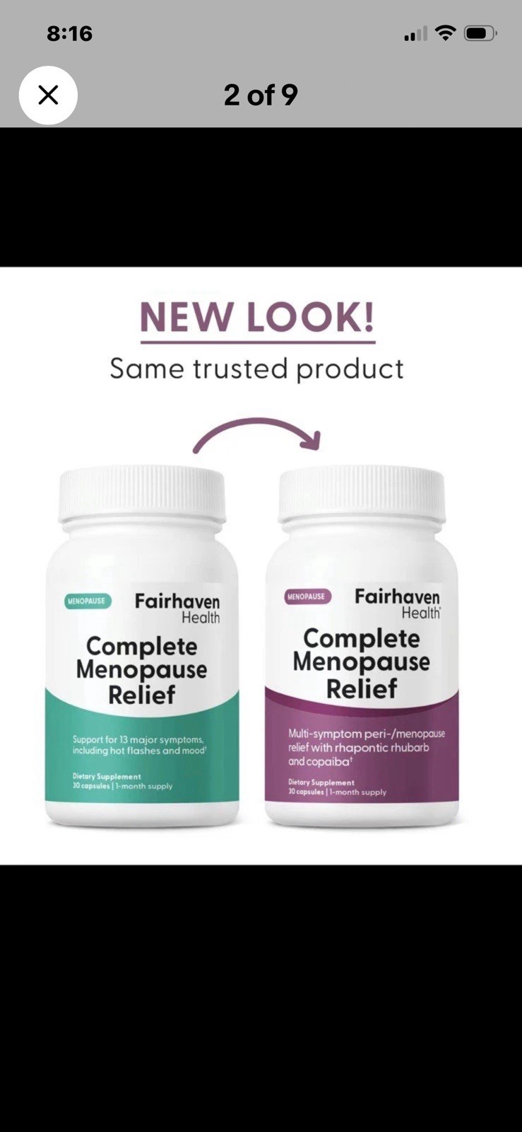 Fairhaven Health Menopause Relief Capsules Rhapontic Rhubarb Copaiba 30
