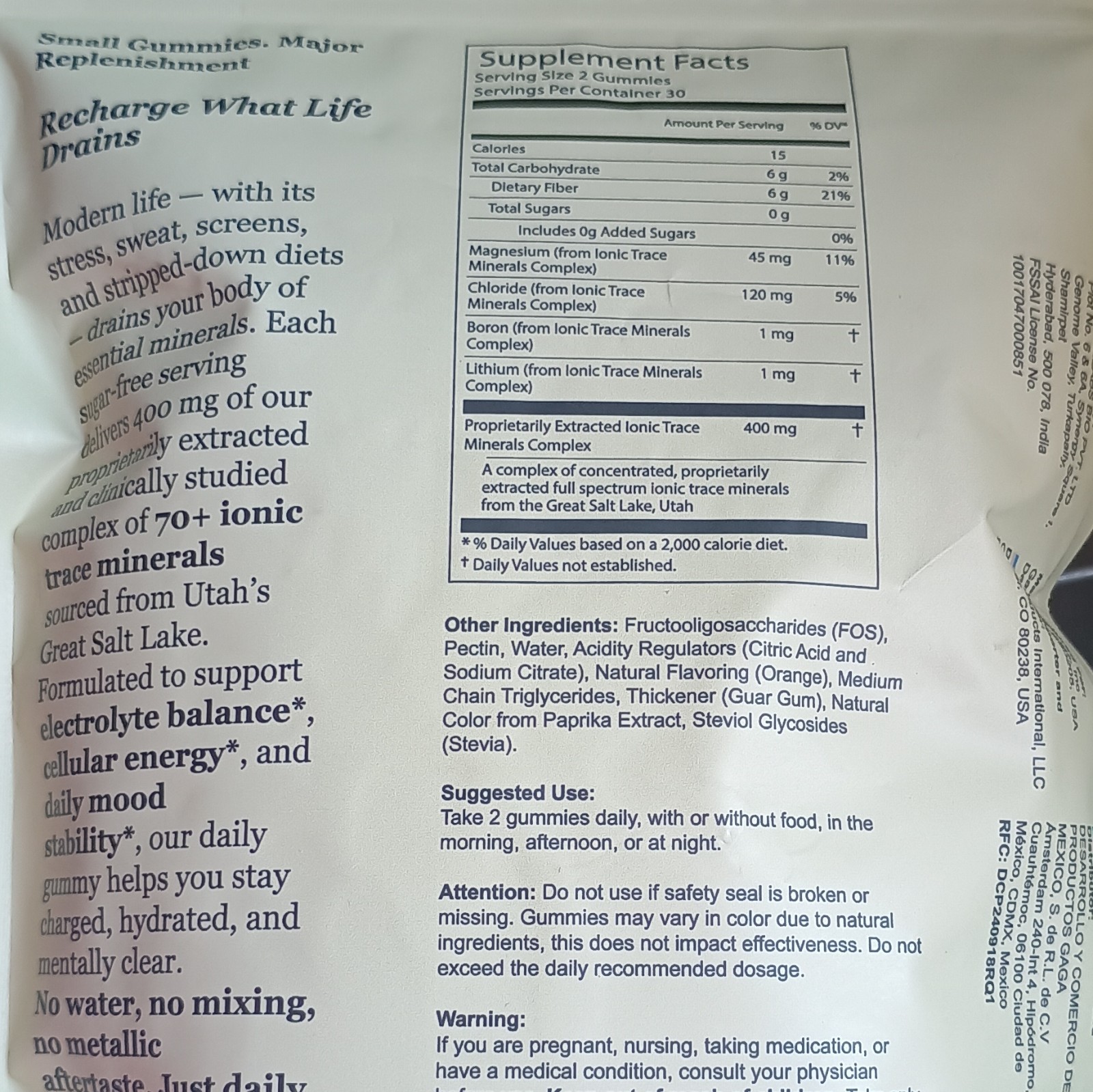 Gaga Labs Mineral Mode Trace Minerals Daily Gummies 60 Count Orange Citrus