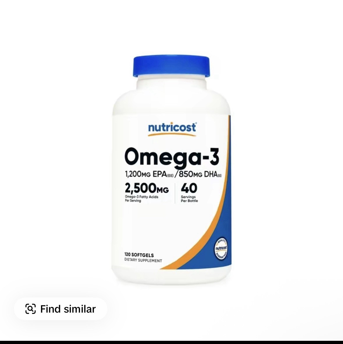 Nutricost Omega-3 Fish Oil 2500mg 120 Softgels Non-GMO Gluten-Free Tested