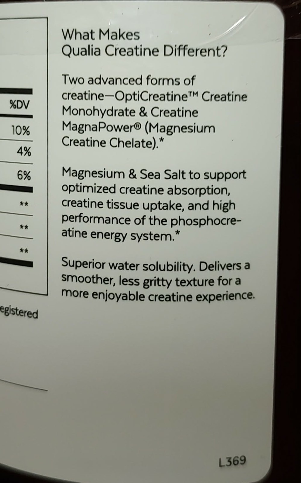Creatine Monohydrate, Magnesium, Qualia Dietary Supplement Powder