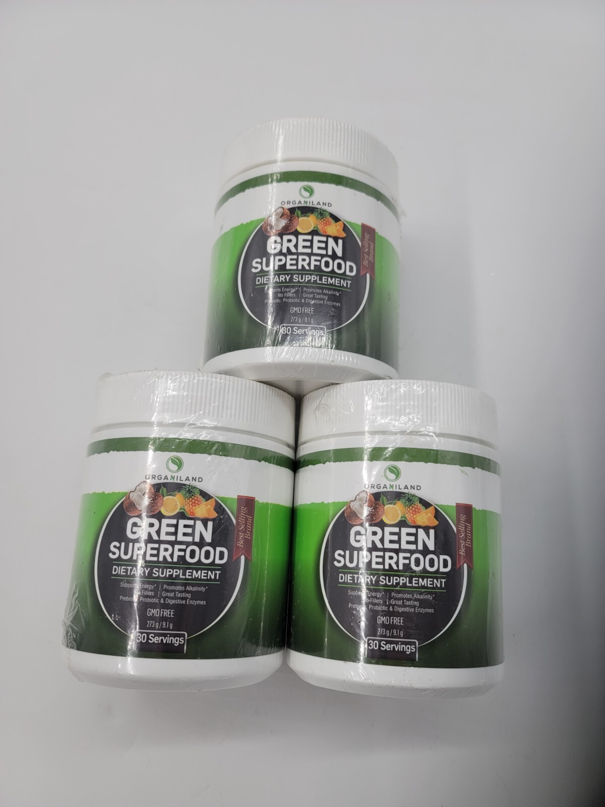 Three Organiland Green Superfood Dietary Supplement – 273 g / 9.1 g 30 servings
