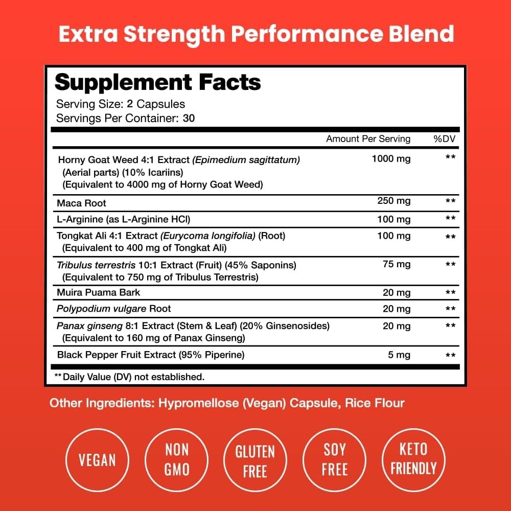 Horny Goat Weed, 1000mg Epimedium Energy Supplement, 10X Strength Icariin, Gi…