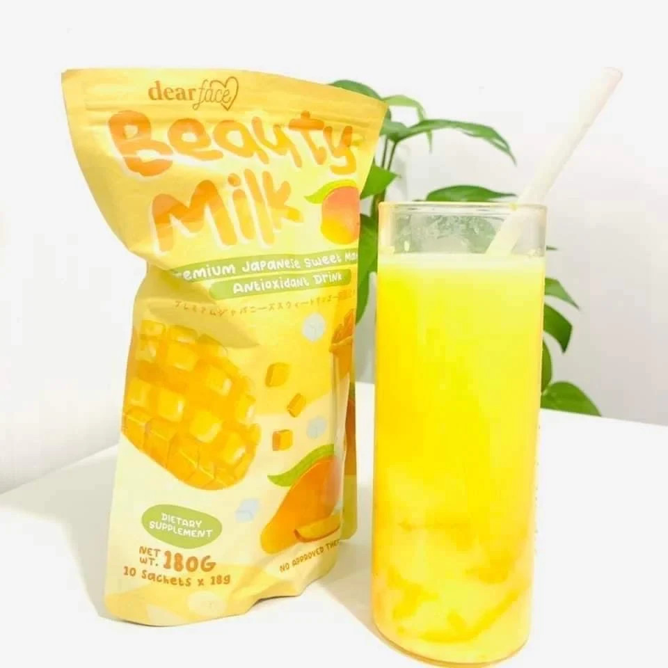 Dear Face Beauty Milk Premium Japanese Sweet Mango, Antioxidant Drink 10 Sachets