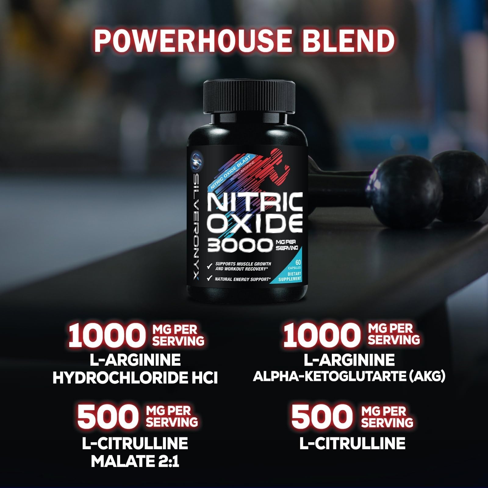 SilverOnyx Extra Strength Nitric Oxide Booster – 60 Capsules