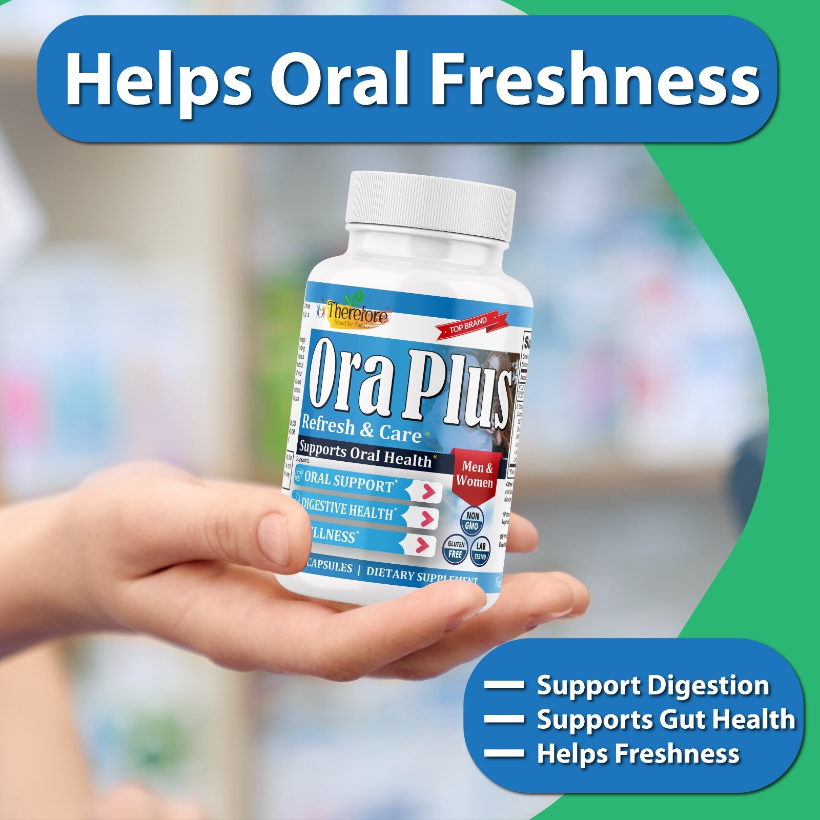 Ora Plus Oral Health Probiotics, Help Control Bad Breath, Digestive Health 60 Ct