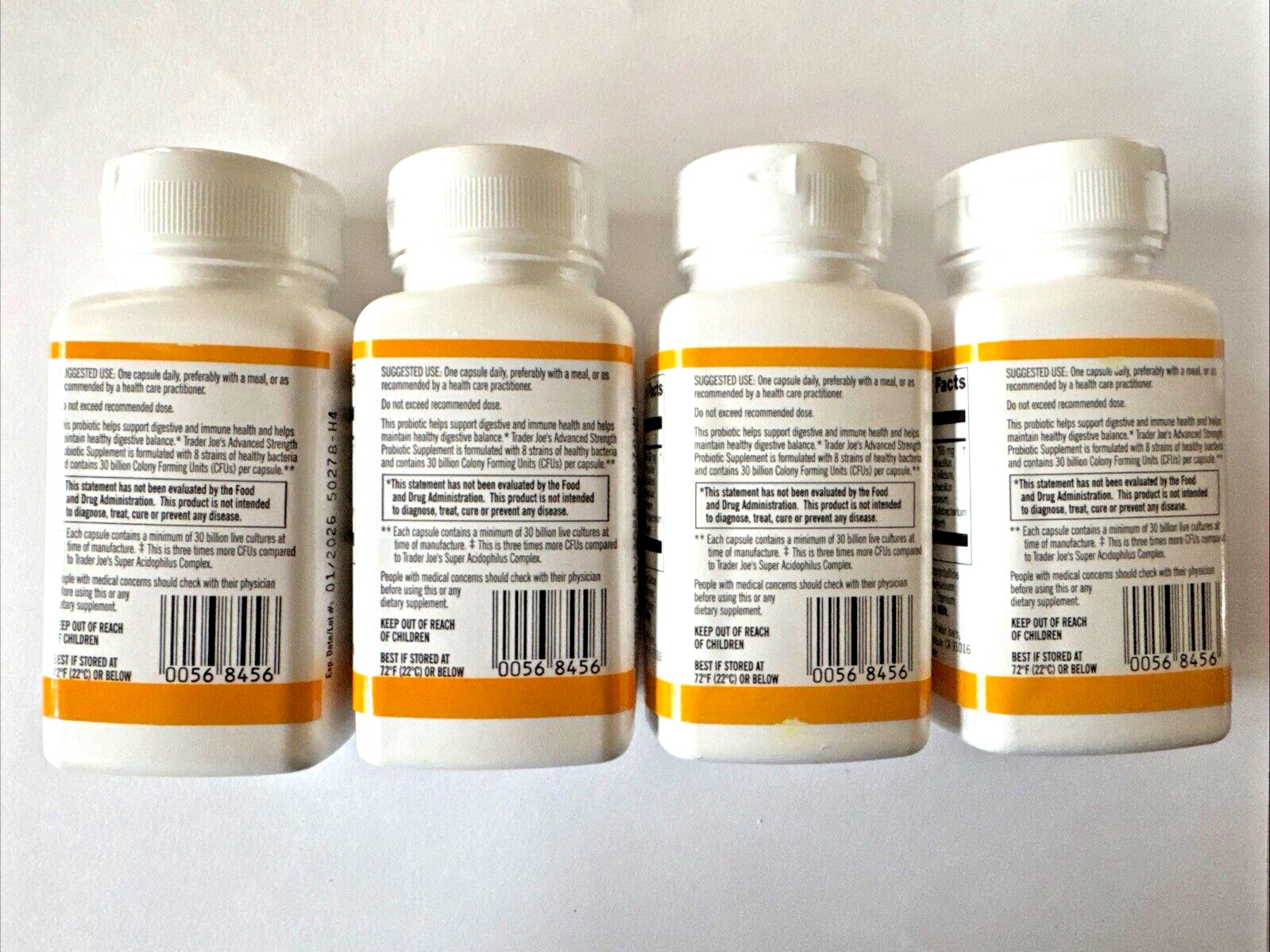 Trader Joe’s Probiotic 30 Billion CFUs Per Capsule Advanced 30 Caps (Lot Of 4)