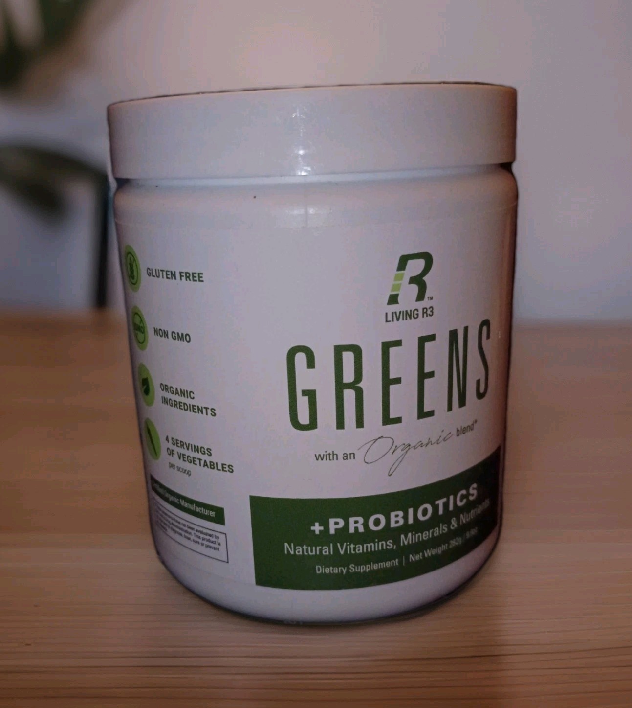 Living R3 Greens Powder +Probiotics Vegan Gluten-free Dietary Supplement 9.9 oz