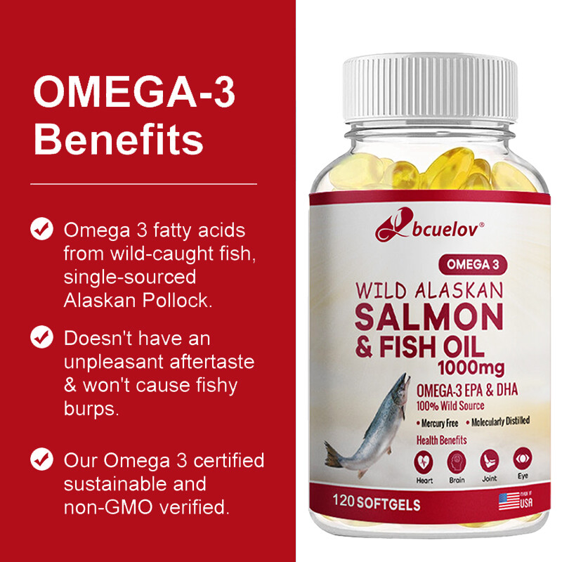 Omega 3 Fish Oil 1000mg Caps 180mg EPA 120mg DHA with Vitamin E 30/60/120Caps