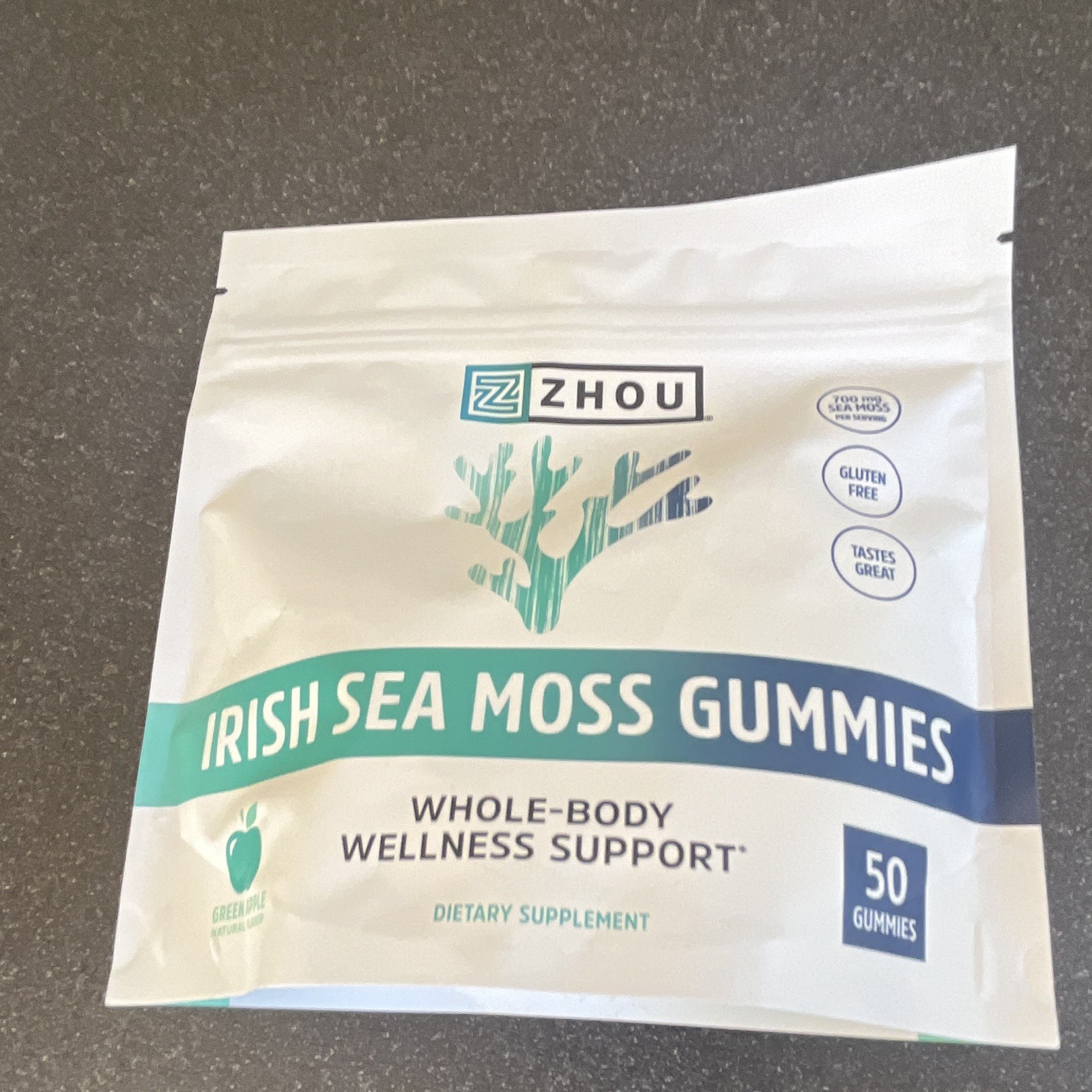 Zhou Irish Sea Moss Gummies Green Apple 50 Count – Gluten-Free Vegan