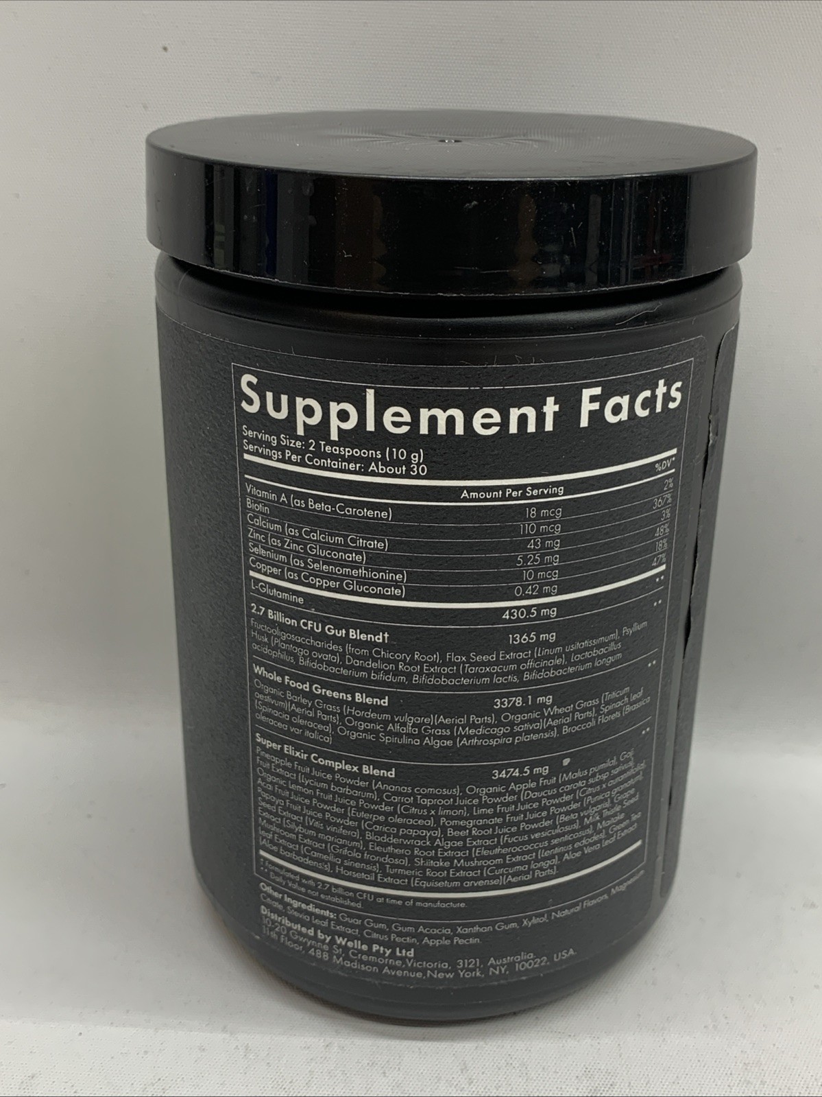 WelleCo Super Elixir Greens Powder Pineapple Lime 10.5oz Dietary Supplement