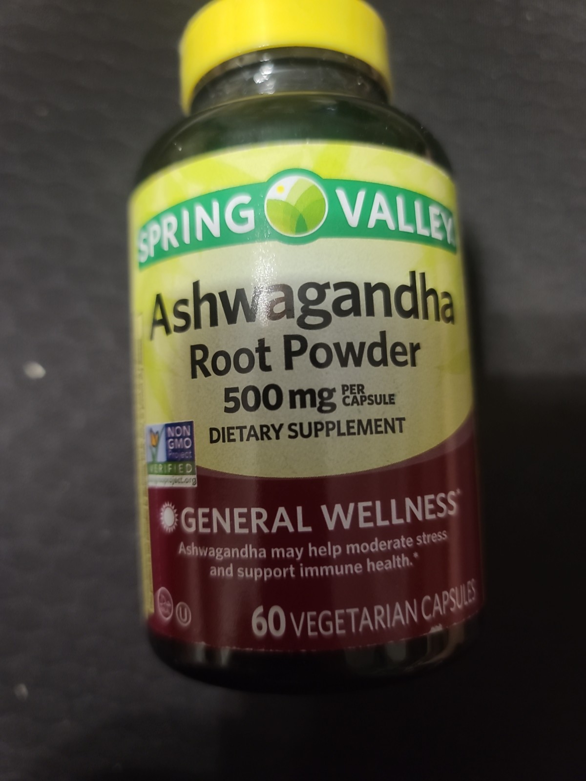 Spring Valley Ashwagandha Root Powder 500 mg Vegetarian Capsules – 60 ct