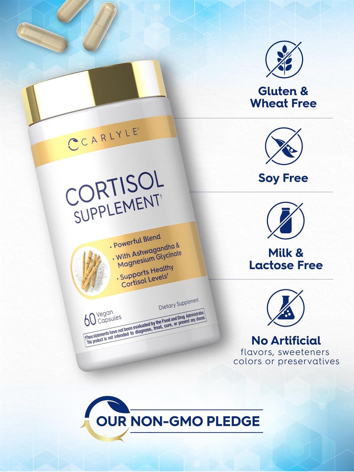 Carlyle Cortisol Supplement | 60 Vegan Capsules | 60 Count (Pack of 1)
