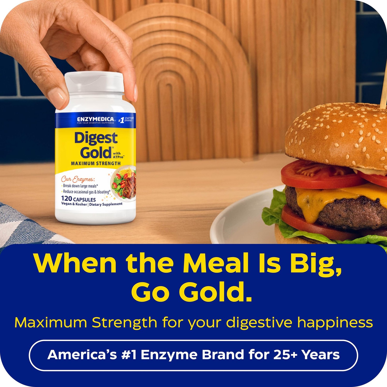 Enzymedica Digest Gold – Digestive Enzyme Supplement for 120 Count, Neutral