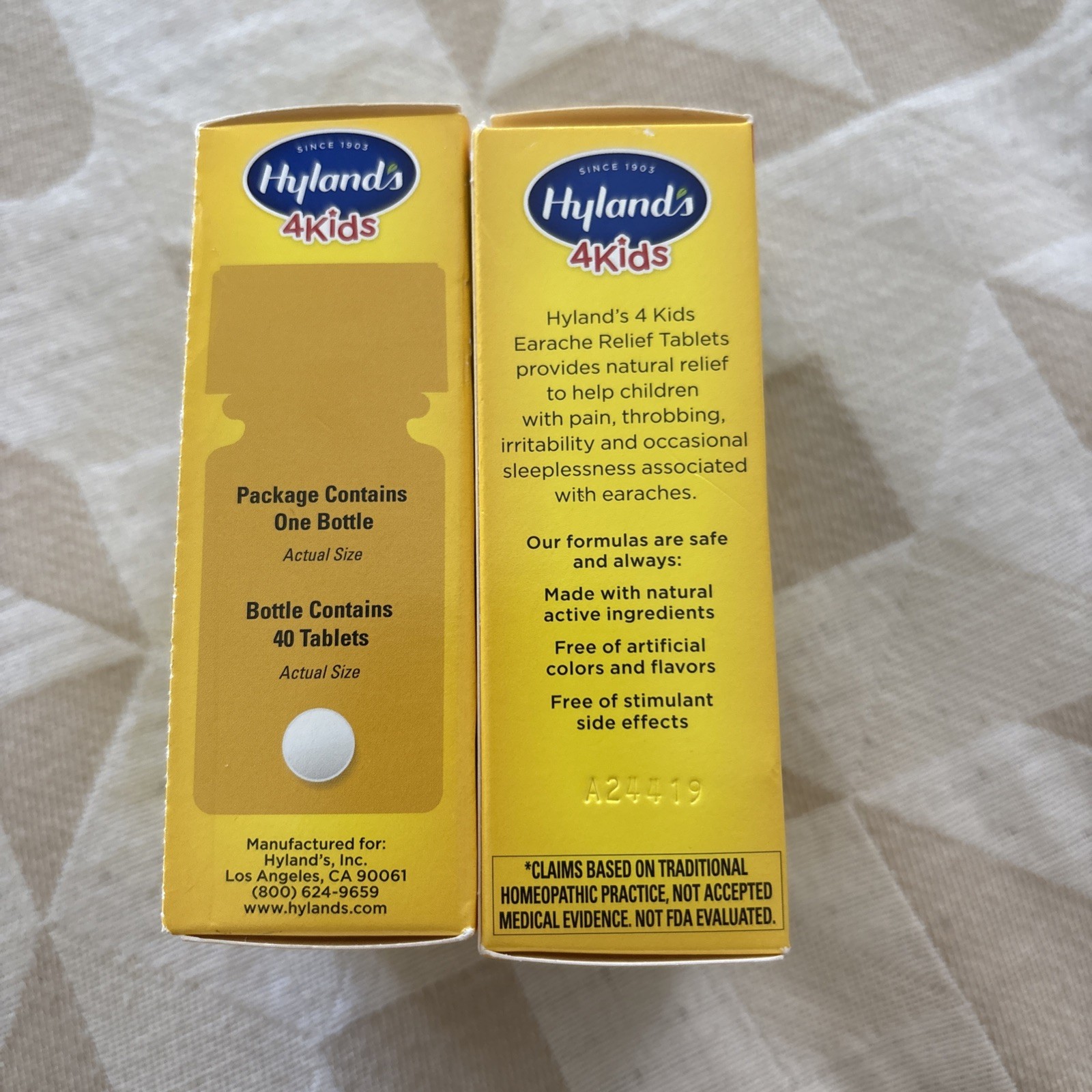 2 X Hyland’s 4Kids Earache Relief 40 Quick-Dissolving Tablets Ages 2-12 Natural