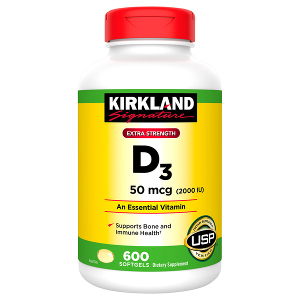 Kirkland Signature Maximum Strength Vitamin D3 2000 I.U., Pack of 3
