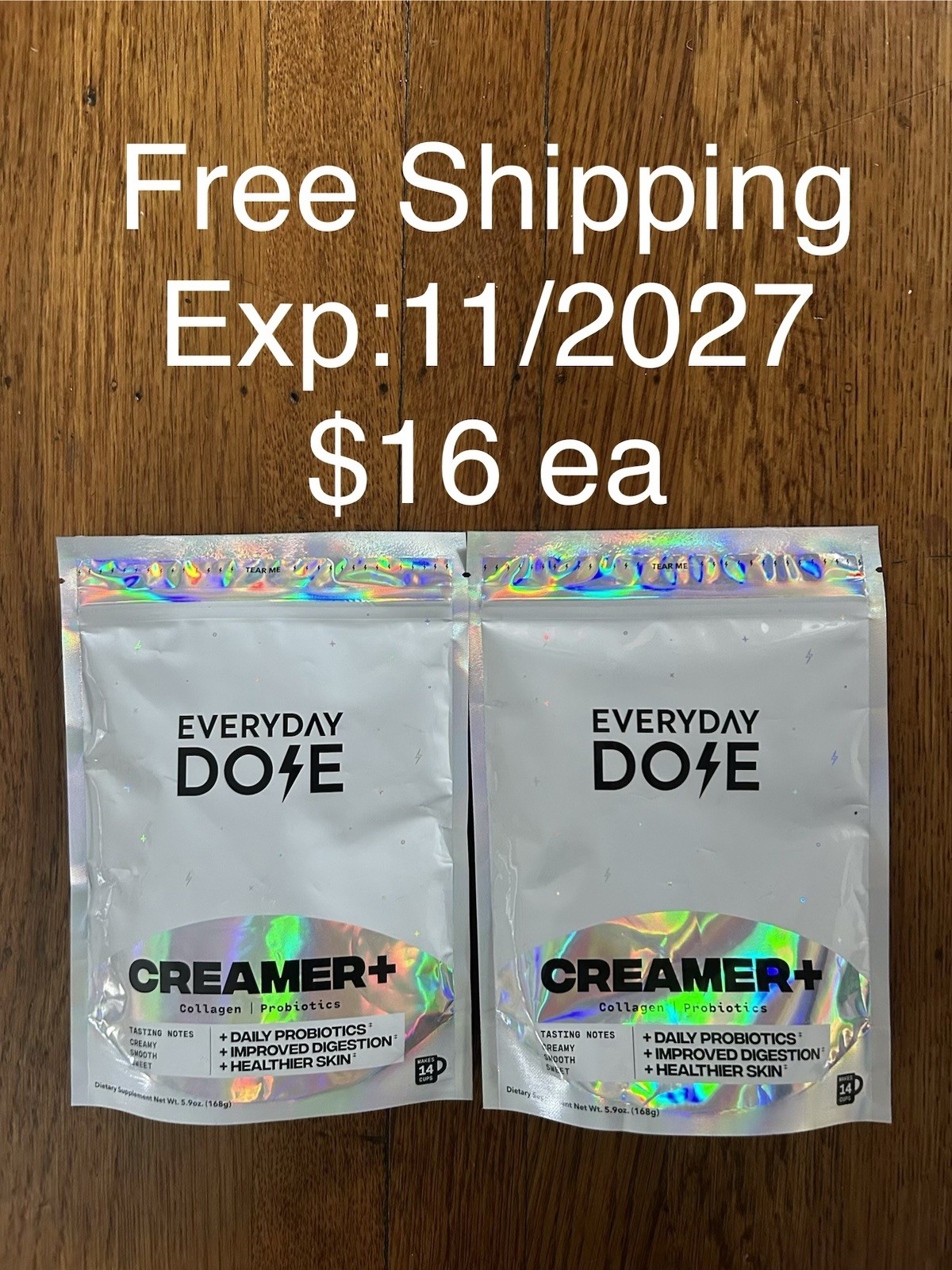 2x Everyday Dose Creamer Collagen Probiotics 5.9oz 168g 14 Serv 11/2027 FreeShip