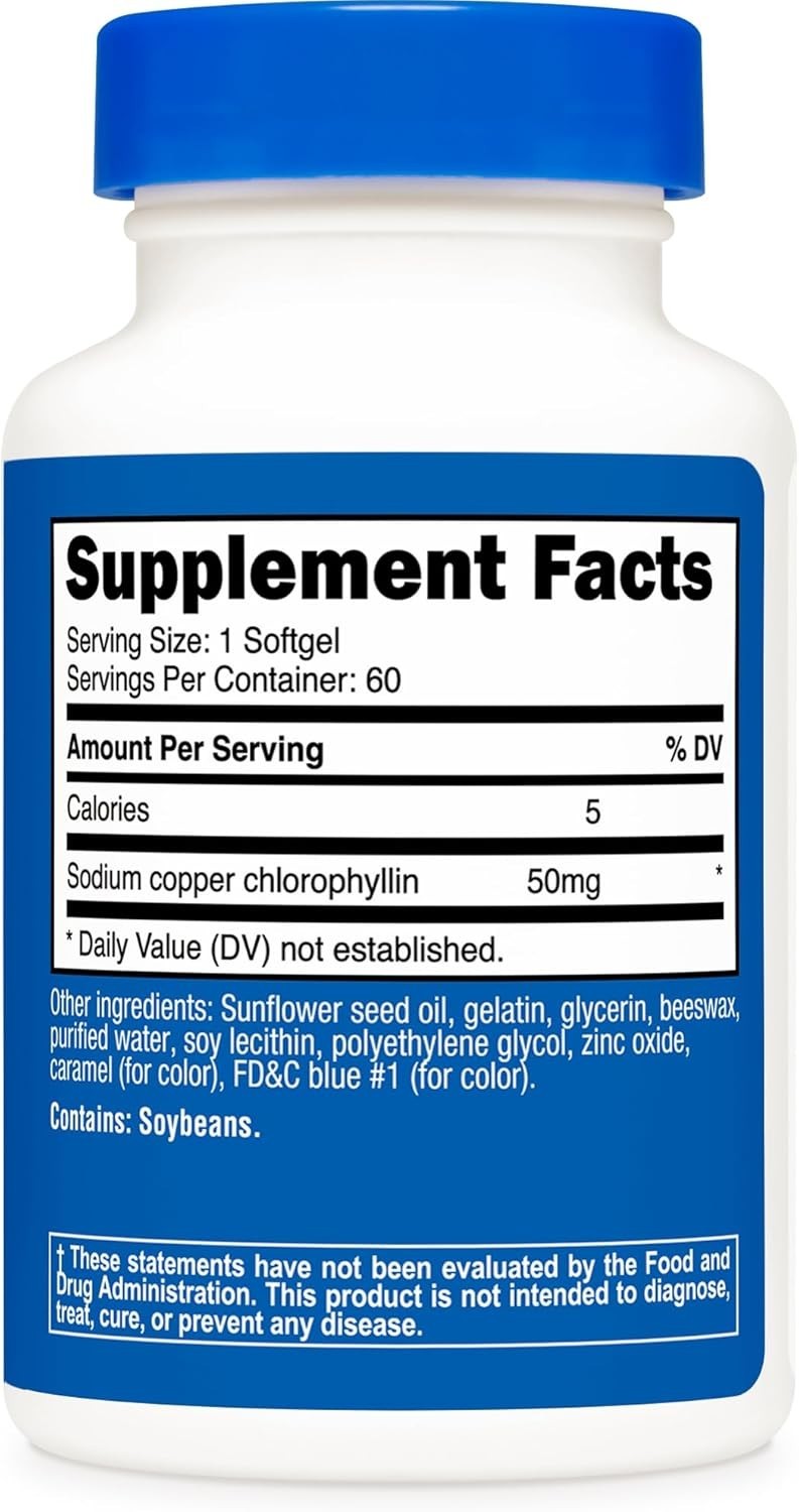 Nutricost Chlorophyll (50mg) ~ 60 Softgels ~ Gluten-Free