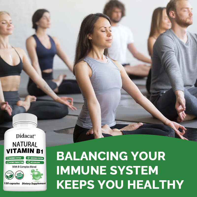 Natural Vitamin B1 Capsules – with 8 Essential Vitamin B Complex for Men & Women