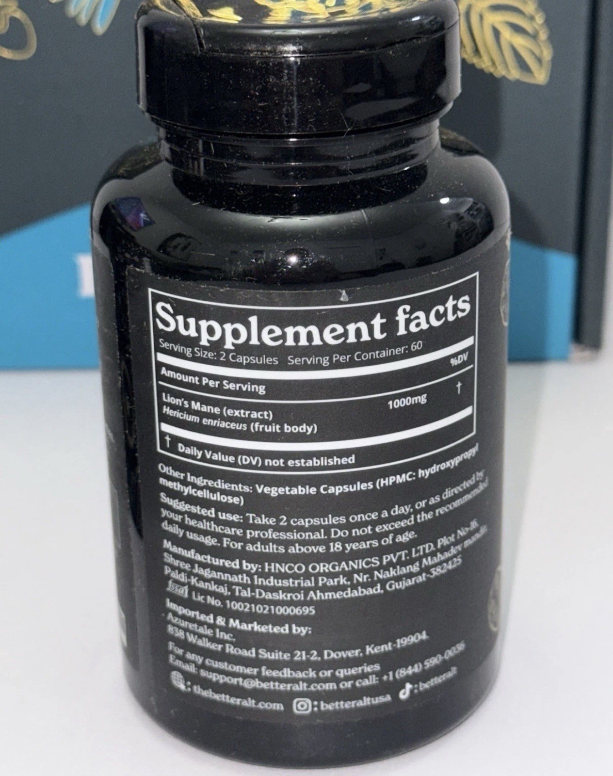 BetterAlt 1000mg Lions Mane Mushroom Capsules |Nootropic Brain Booster Exp.07/27