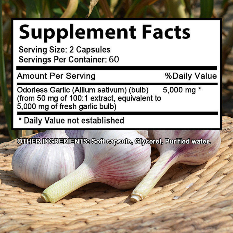 Odorless Garlic Extract 5000mg Cholesterol & Antioxidants 30to120 Capsules