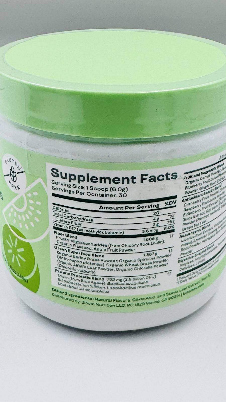 Bloom Greens & Superfoods Strawberry Kiwi Powder 6.39oz Gluten-Free Exp: 12/2026