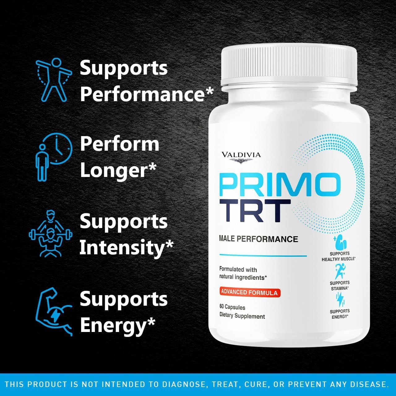 Valdivia PrimoT Pro 60 Capsules Men’s Health Supplement Made in USA Male Support