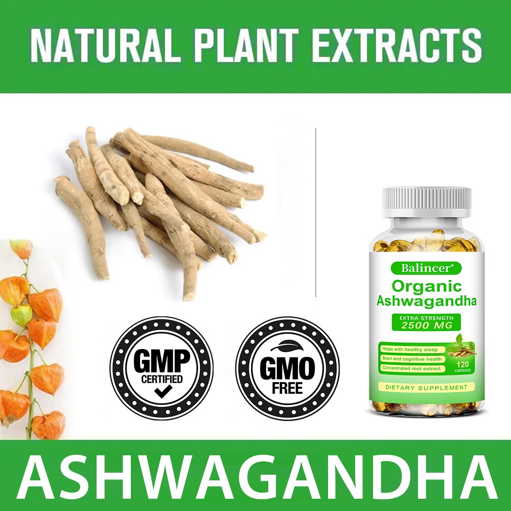 Organic Ashwagandha Capsules Improve Mood Improve Attention Energy 30-120 Pills