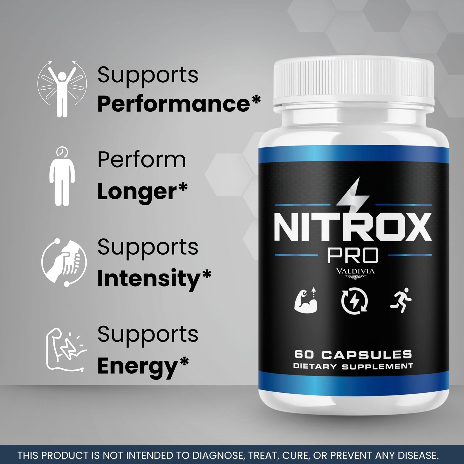 NitroxPro Nitric Oxide Blood Flow Support Supplement Capsules 5 Pack 300Ct