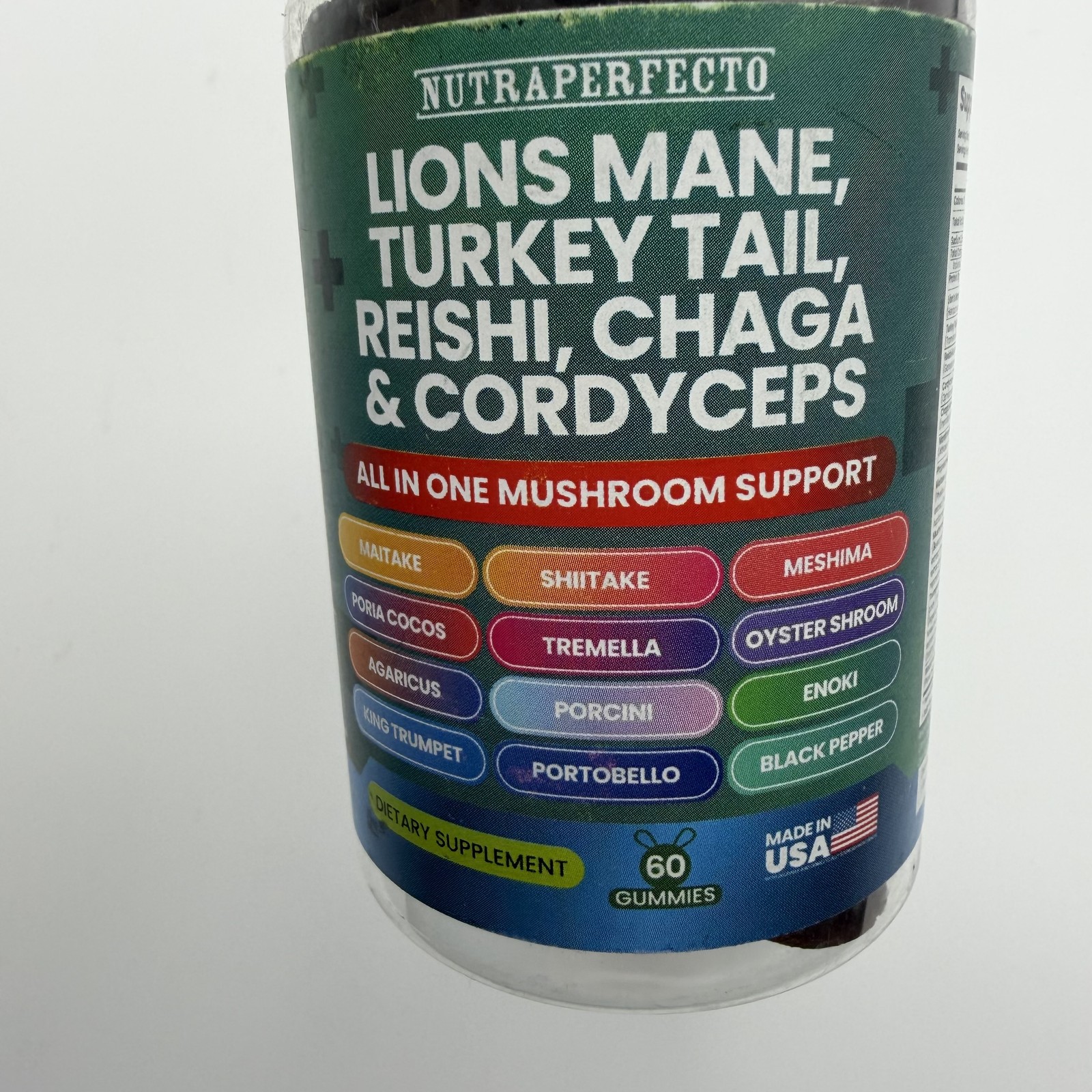 Nutraperfecto Lions Mane Turkey Tail Reishi Chaga Cordyceps Mushroom Gummies