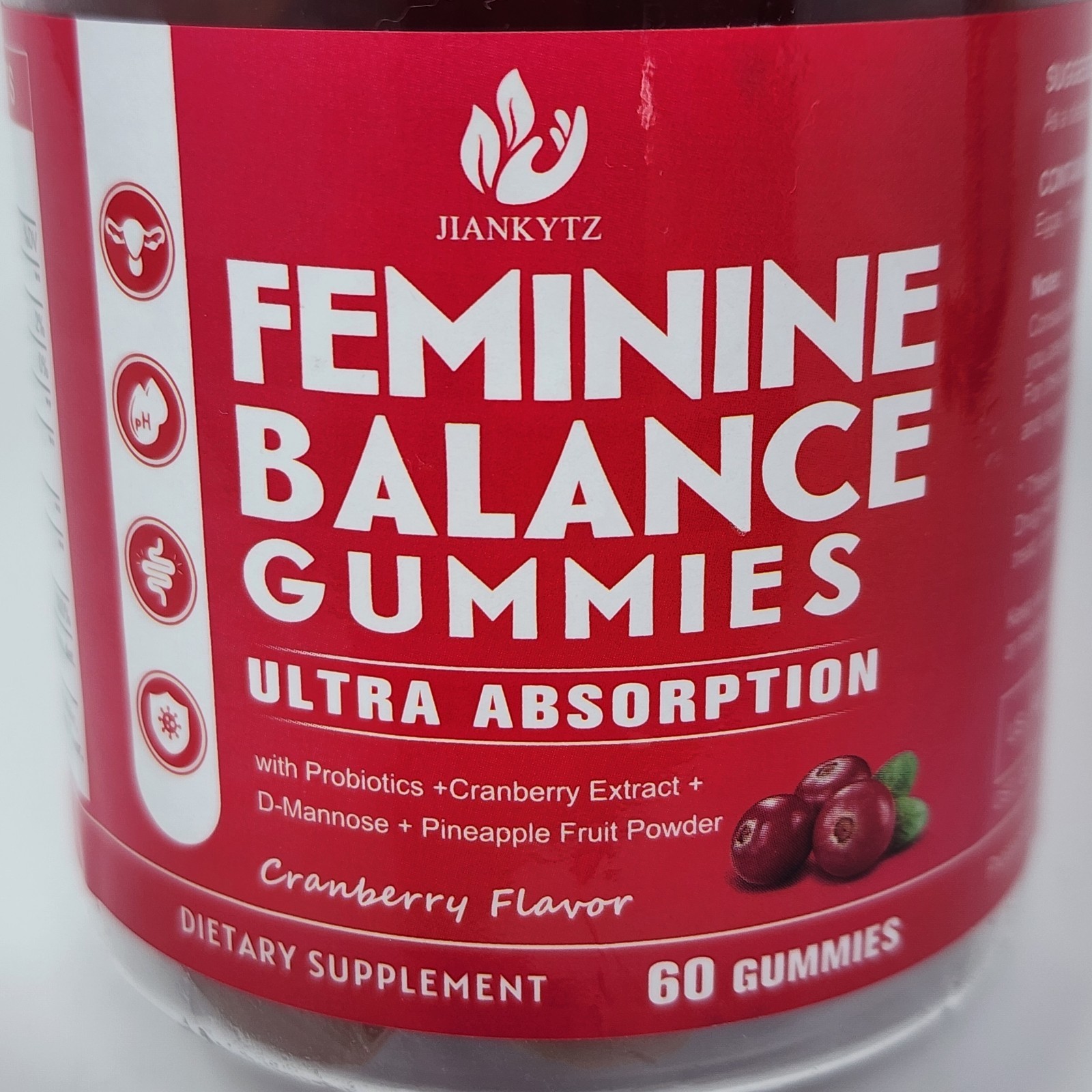 Feminine Balance Gummies Cranberry Probiotic D-Mannose, 60 Count Each (2 Pack)