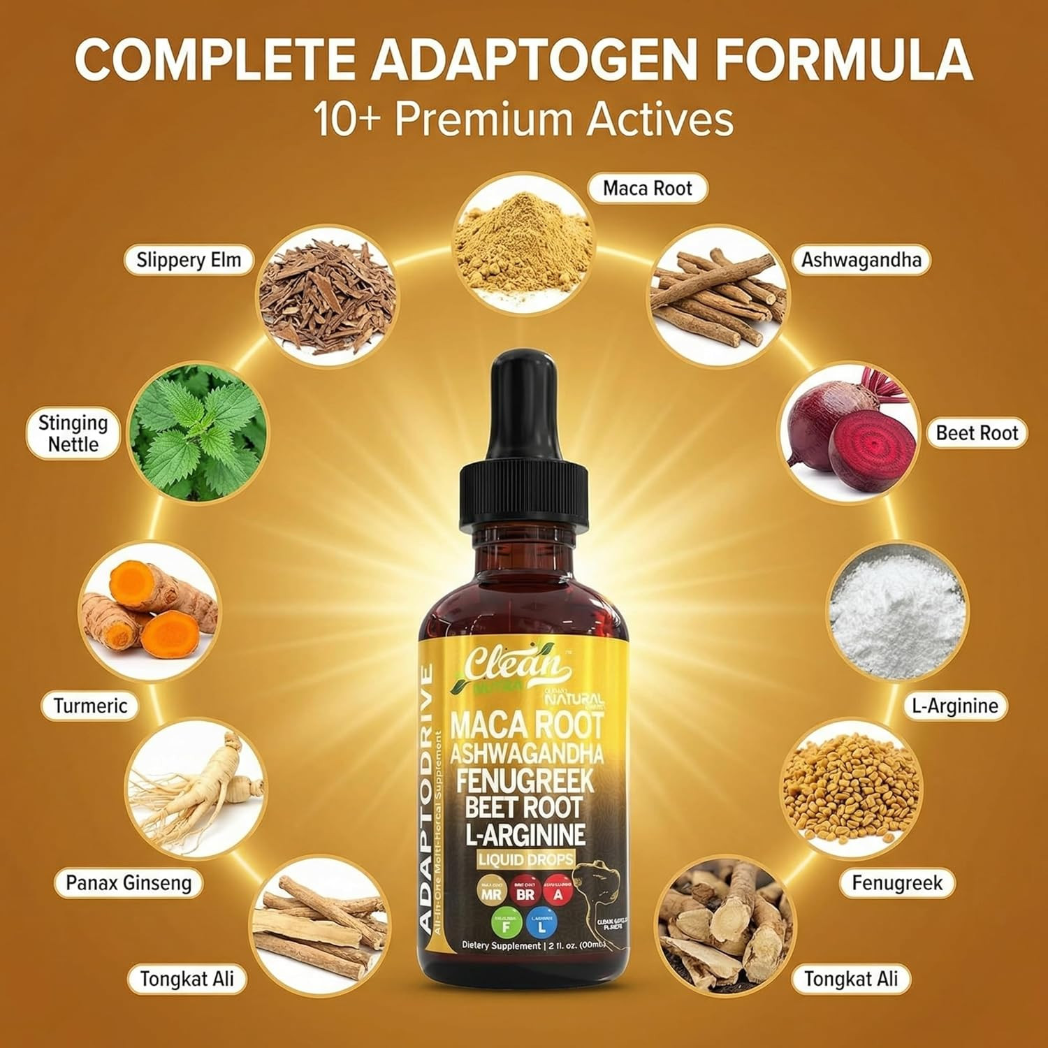 Clean Nutra Maca Ashwagandha Drops 2 Oz Adapto Drive – Adaptogen Liquid