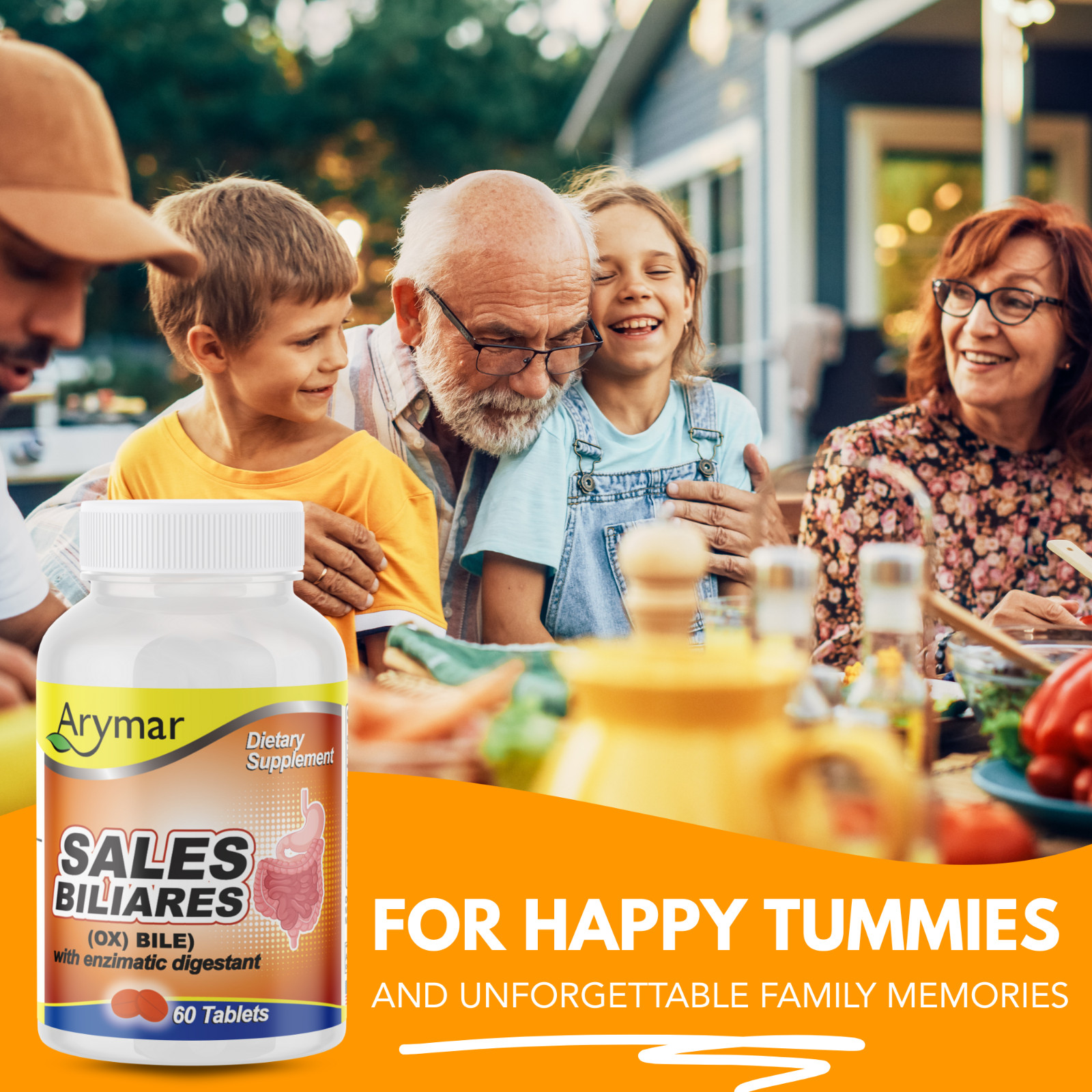 Arymar Sales Biliares Ox Bile & Digestive Enzymes 60 Tablets (2-Pack)
