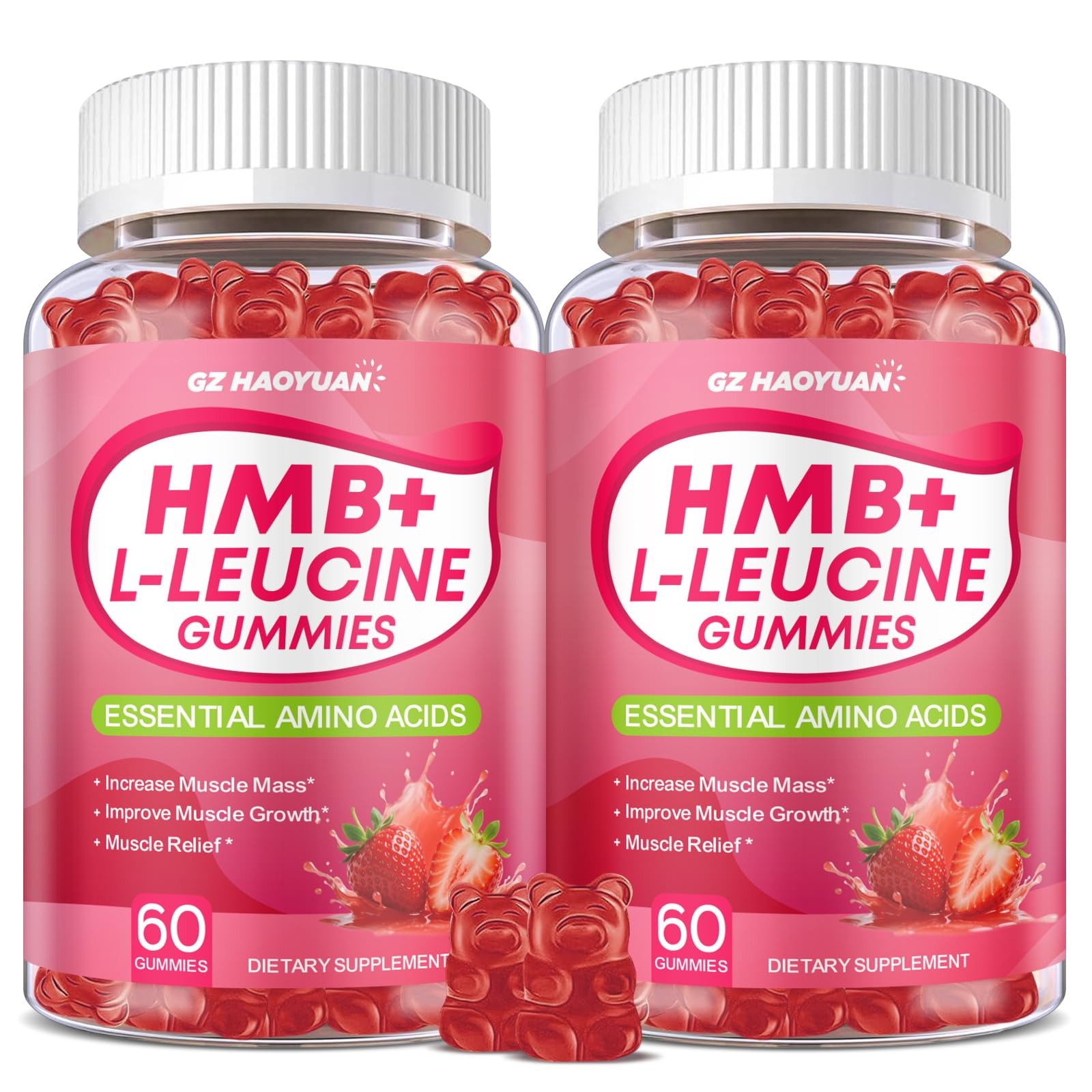 GZ HAOYUAN HMB and L-Leucine Gummies, 4500mg 60 Count (Pack of 2)