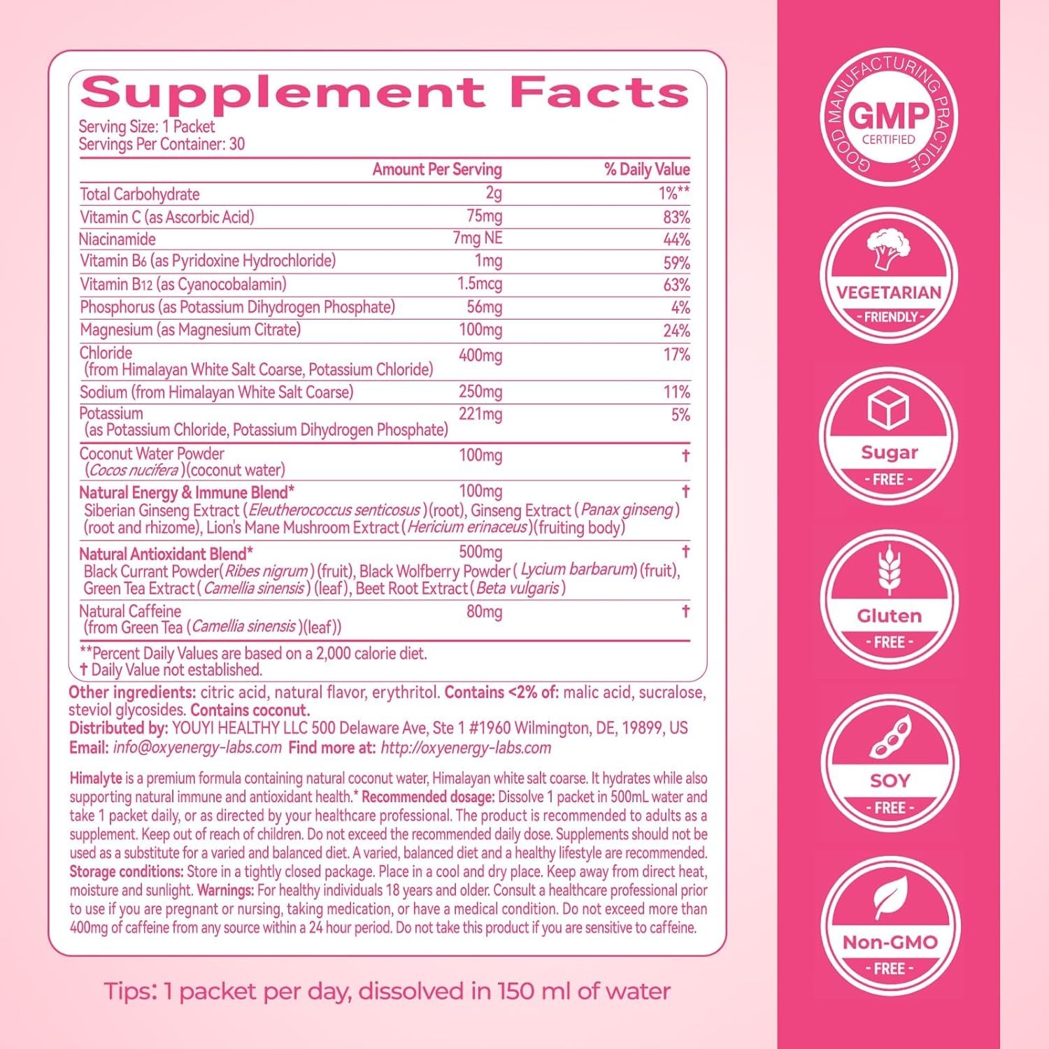 OxyEnergy Electrolyte Packets Powder, Daily Hydration Packets, Sugar Free | Plan