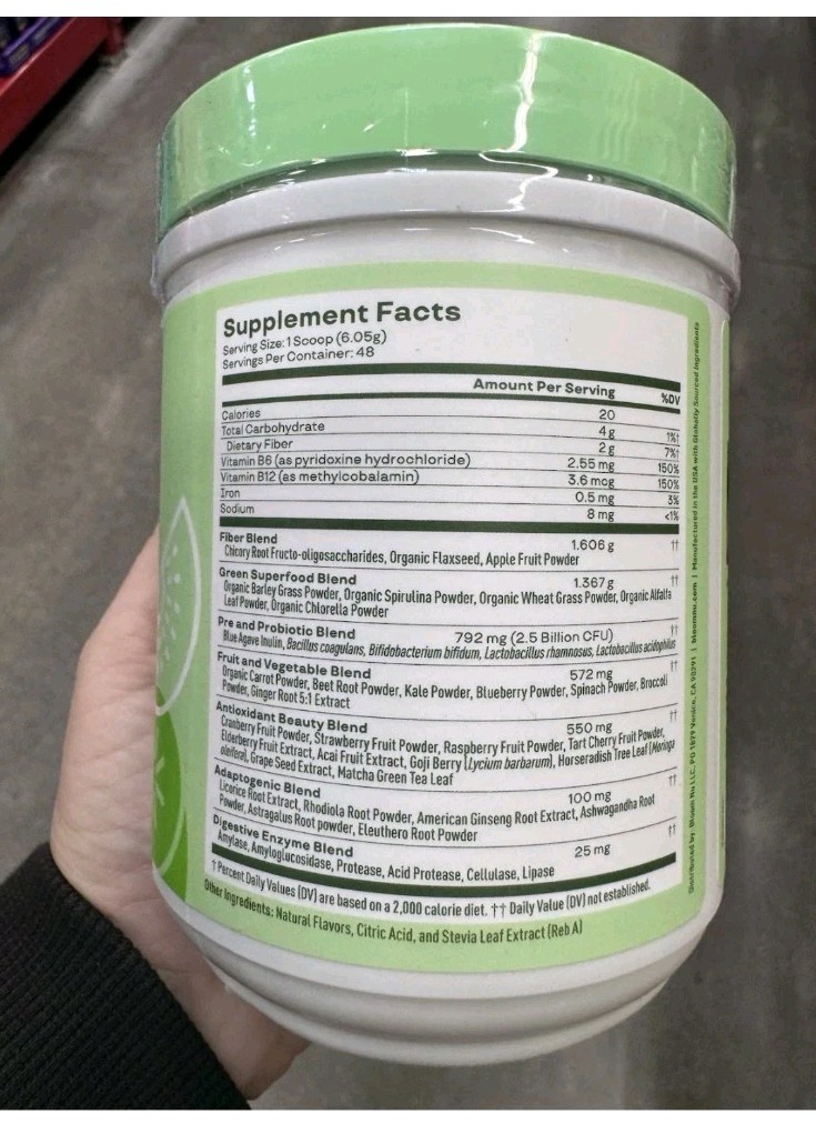 Bloom Greens & Superfoods Powder Strawberry Kiwi 48 Servings Digestive Support