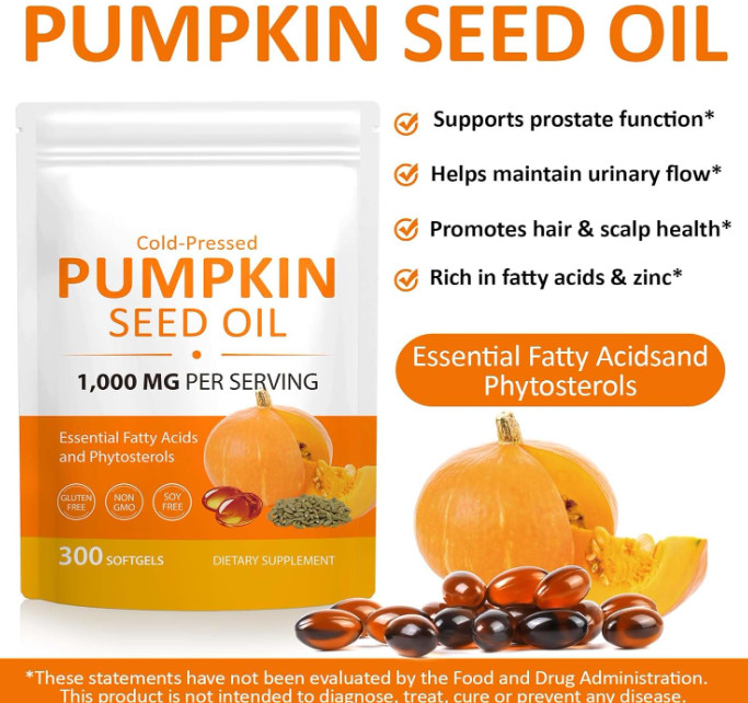 Pumpkin Seed Oil Saw Palmetto 1000mg Softgels Natural Prostate Support Free ship