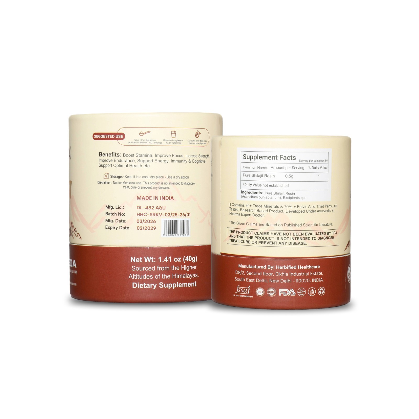 KASHMIVEDA Shilajit Resin 40 Gram, 75% Fulvic Acid Organic 100% Pure 120 Serving