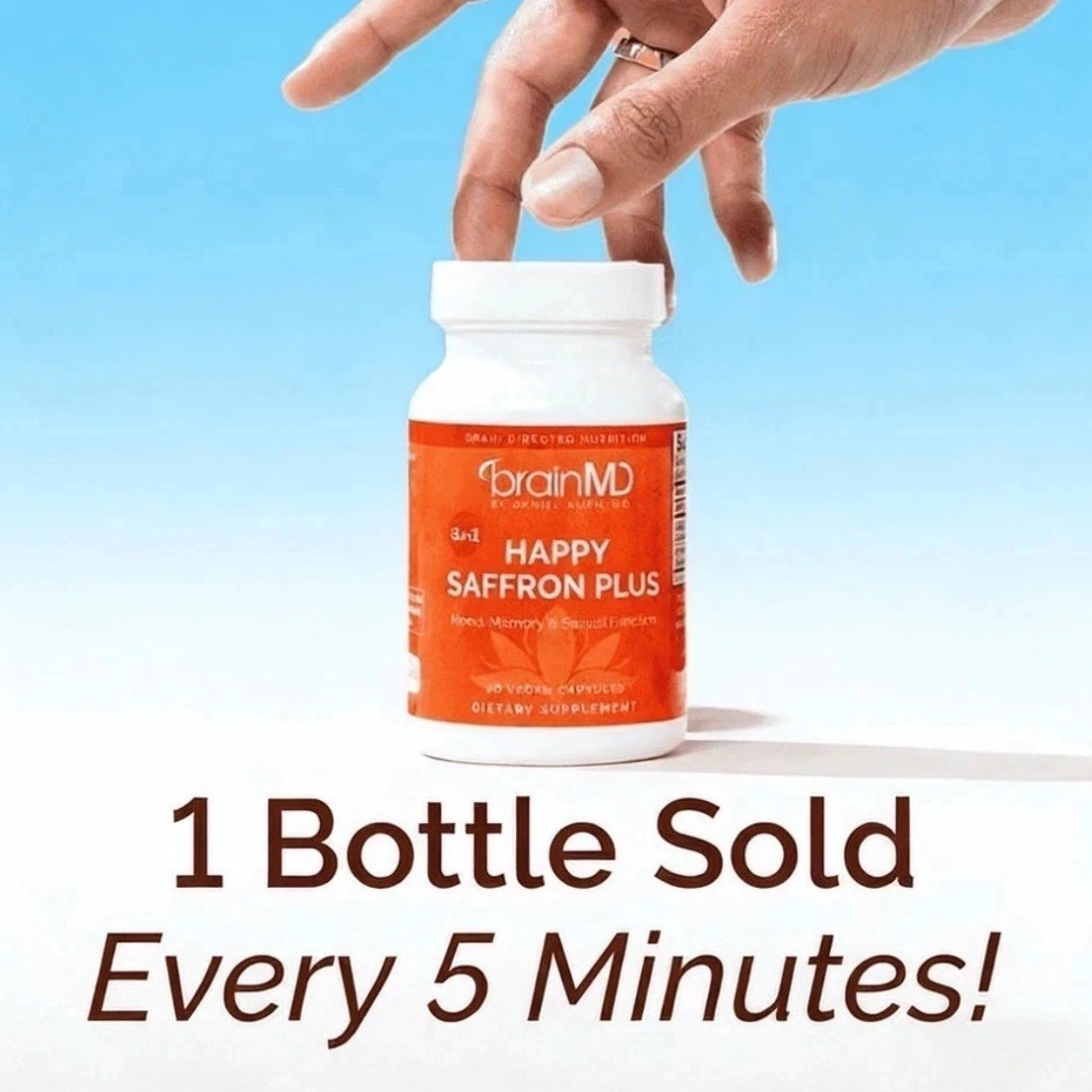BrainMD Happy Saffron Plus 90 Vegan Capsules Mood Memory Function Supplement